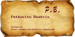 Petkovits Beatrix névjegykártya