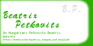 beatrix petkovits business card